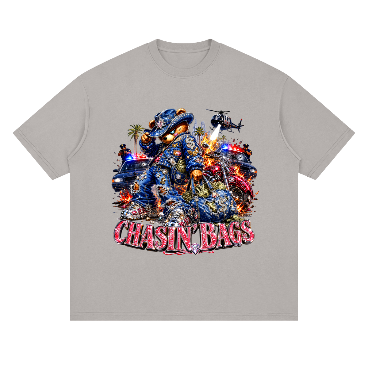 Chaotic cowboy beary Streetwear Loose Drop Shoulder T-Shirt