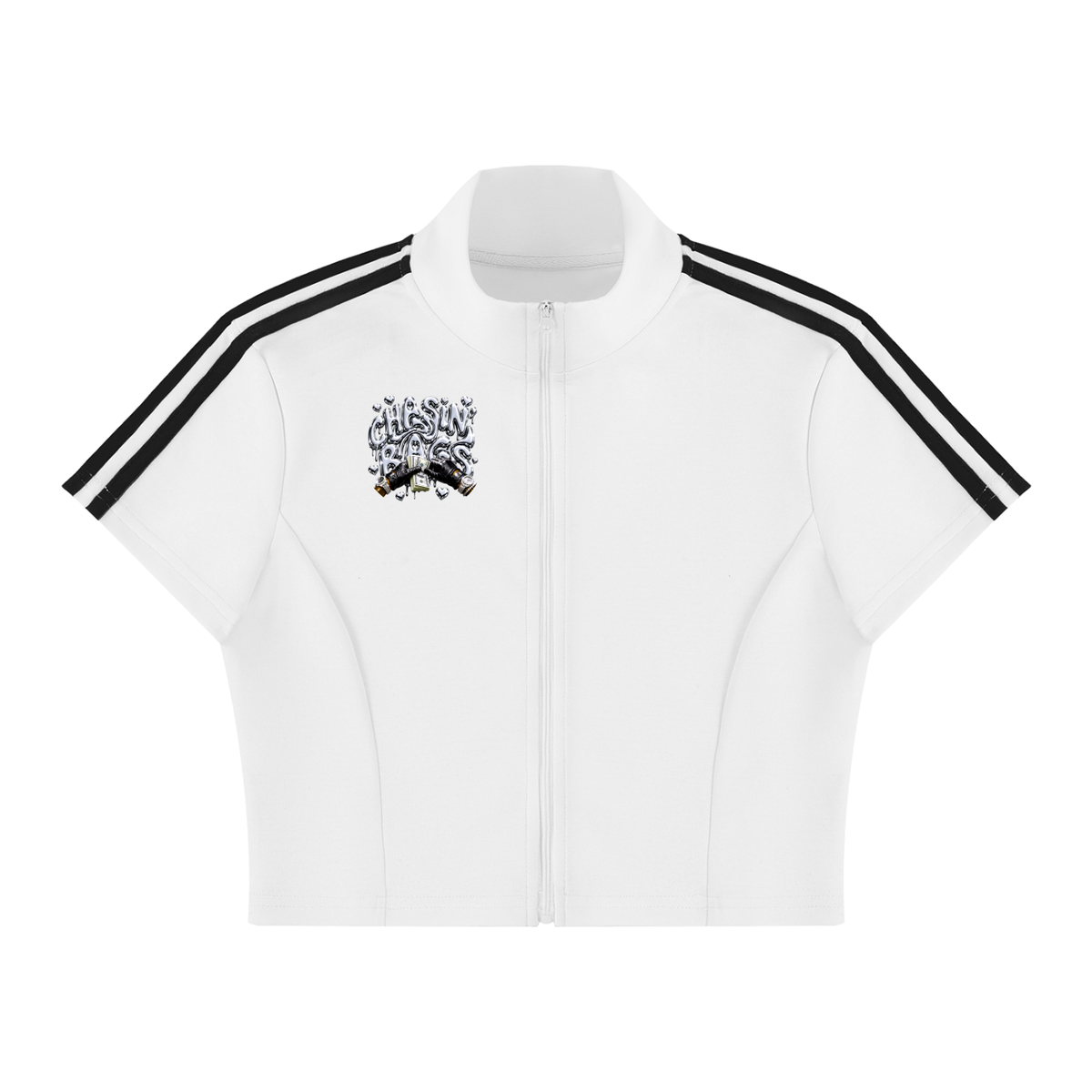 Women's Cropped Full Zip Short Sleeve T-Shirt