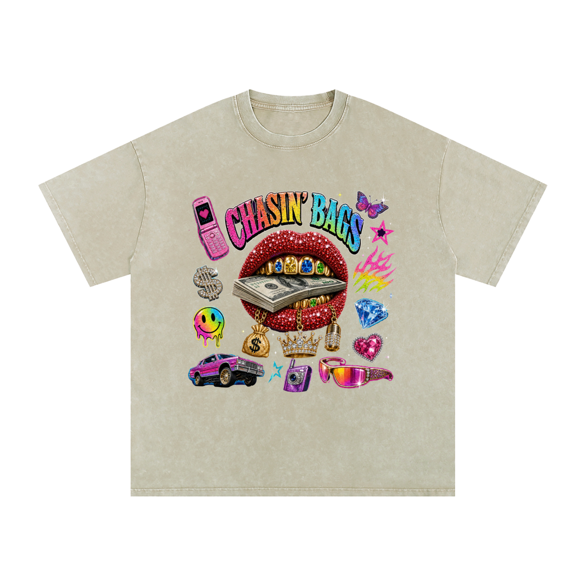 Snow Washed Oversized Cotton T-Shirt