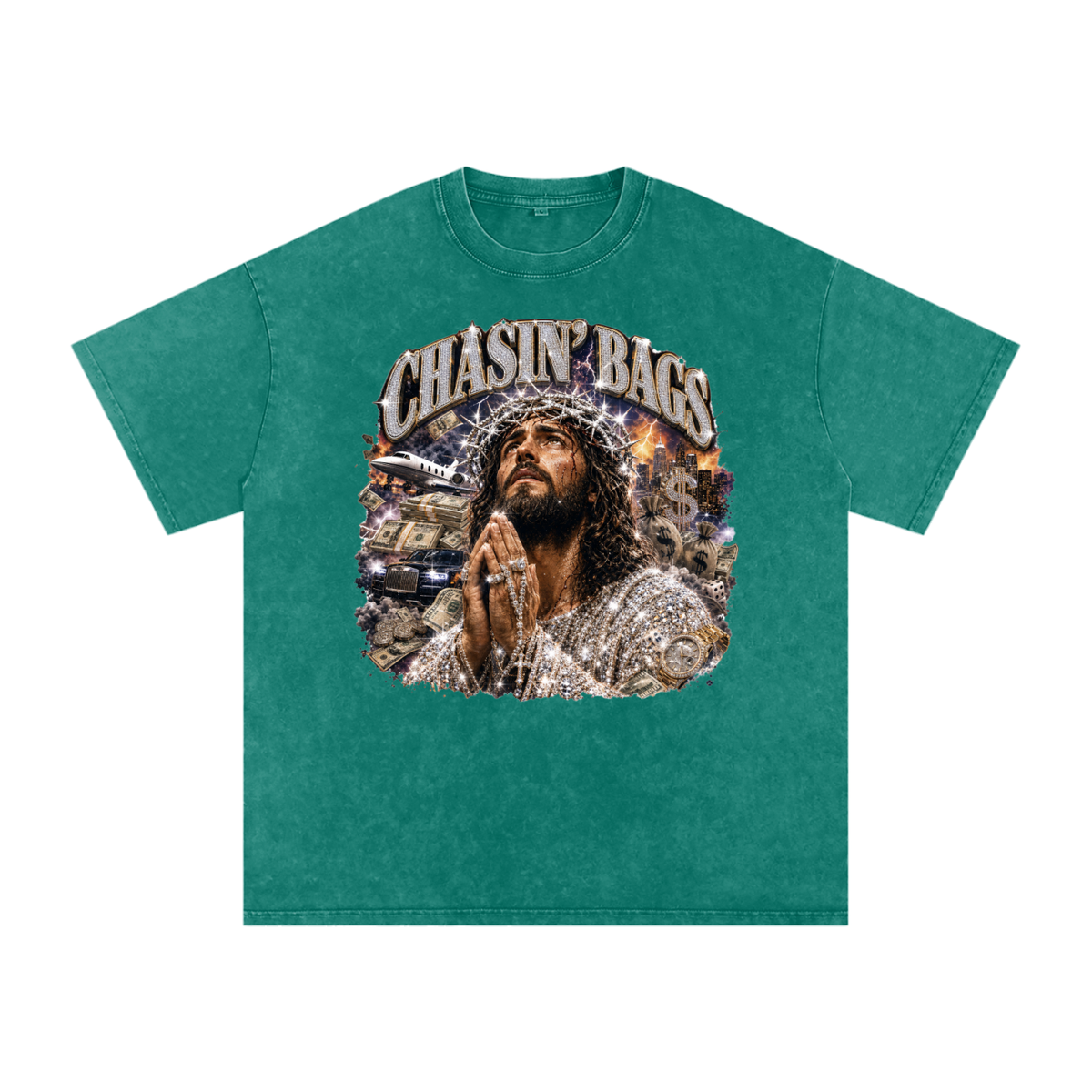 Snow Washed Oversized Cotton T-Shirt