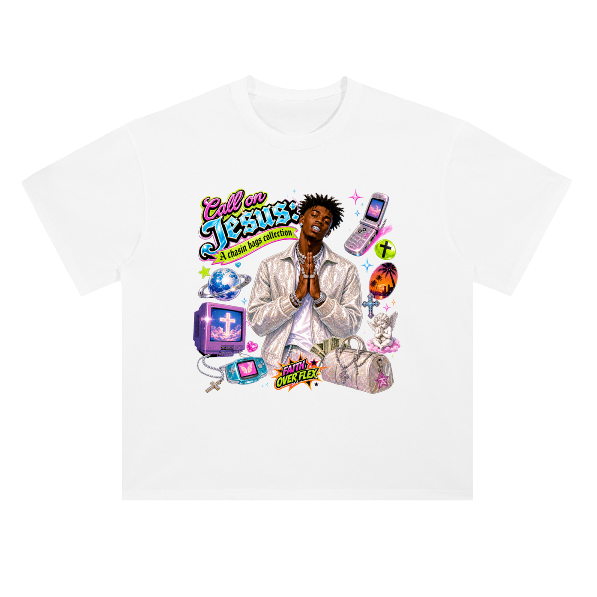 Call on Jesus Heavyweight Drop Shoulder Cotton T-Shirt