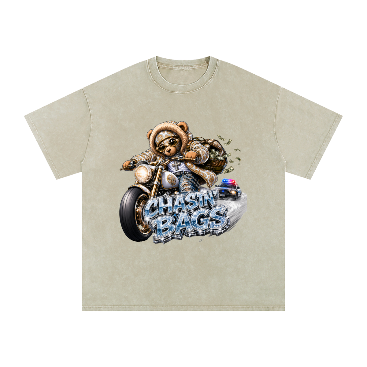 THE CHASE Snow Washed Oversized Cotton T-Shirt