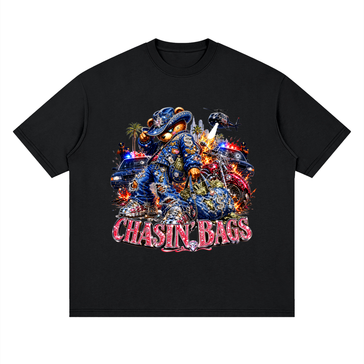 Chaotic cowboy beary Streetwear Loose Drop Shoulder T-Shirt