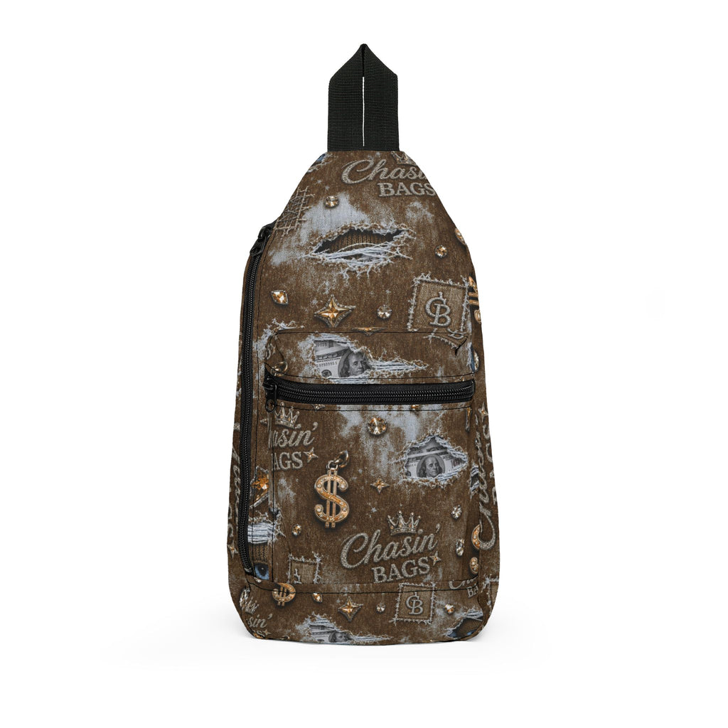 Sling Bag — 'Chasin' Bags' Dollar Sign Brown Streetwear Crossbody