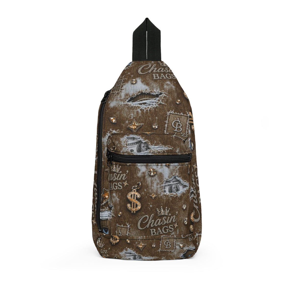 Sling Bag — 'Chasin' Bags' Dollar Sign Brown Streetwear Crossbody