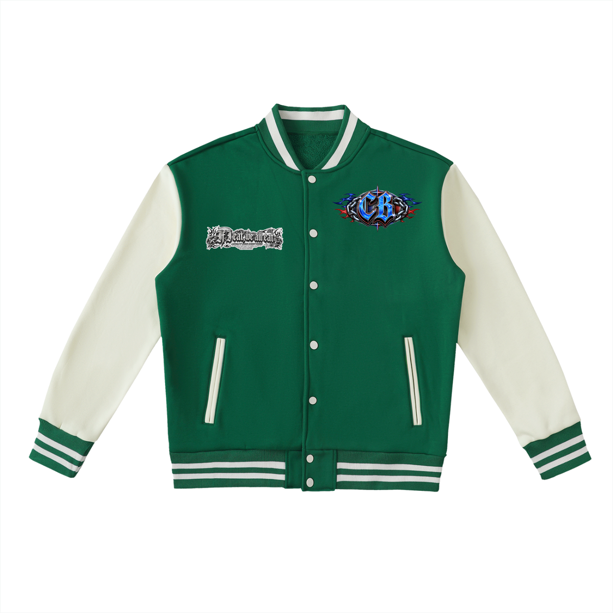 PRAYER WARRIOR on Two-Tone Fleeced Varsity Jacket