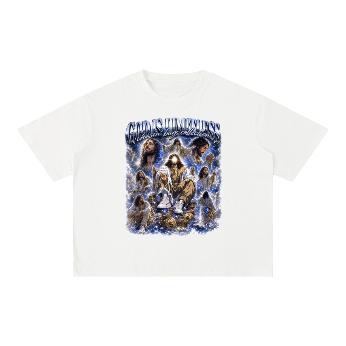 JESUS Mineral Wash Boxy Cotton T-Shirt