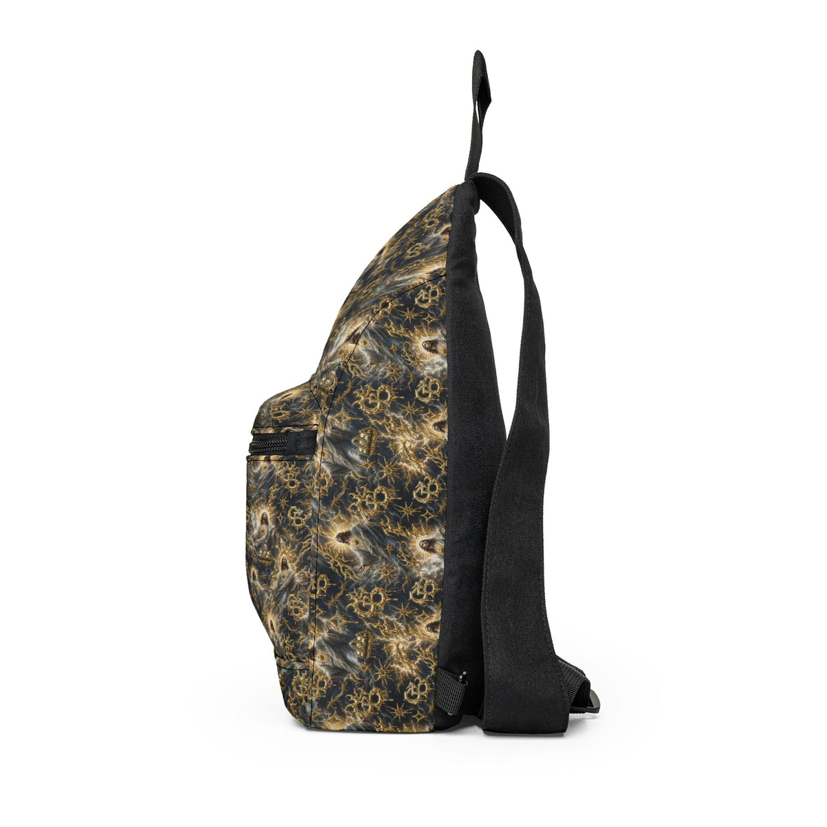 JESUS Abstract Earth-Tone Pattern Sling Bag - Vintage Boho Crossbody Pack