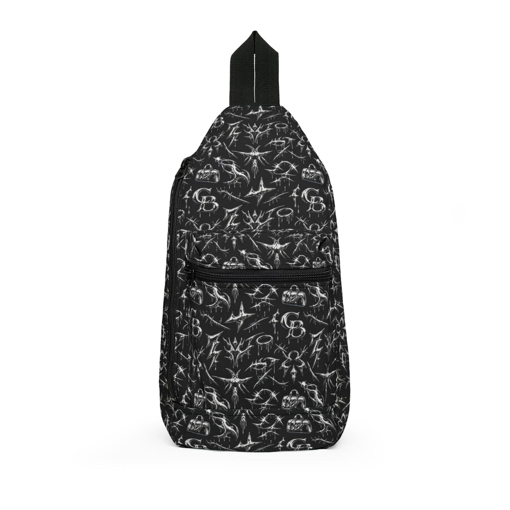 SILVER N Black Gothic Pattern Sling Bag — Streetwear Crossbody