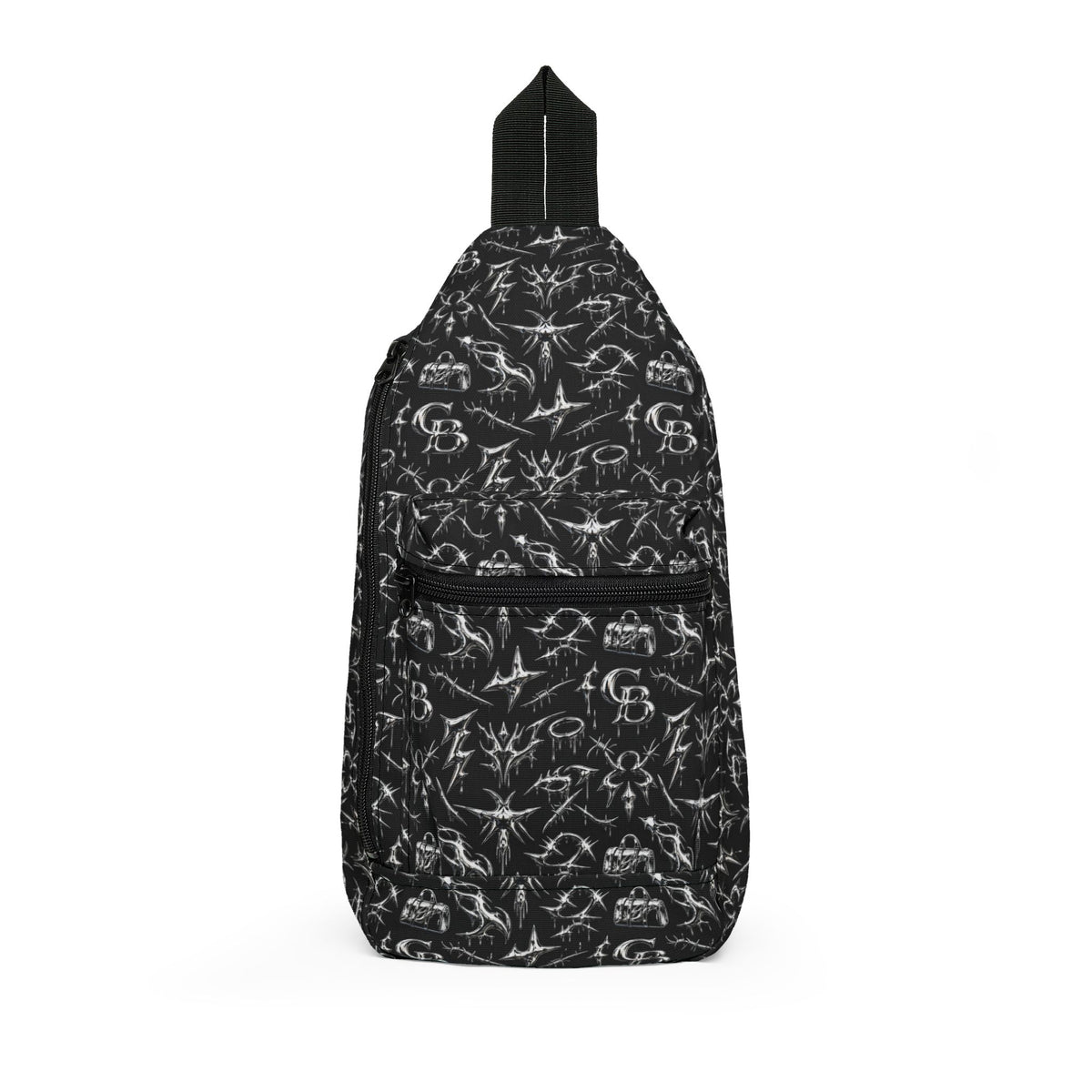 SILVER N Black Gothic Pattern Sling Bag — Streetwear Crossbody