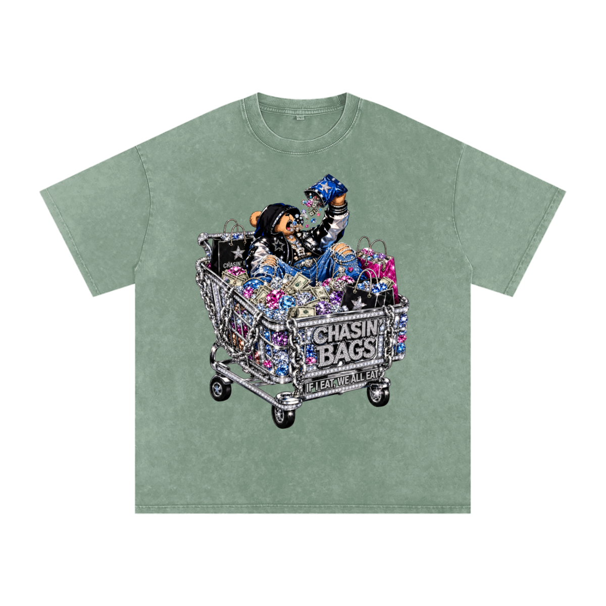 IF I EAT BEARY ON Snow Washed Oversized Cotton T-Shirt