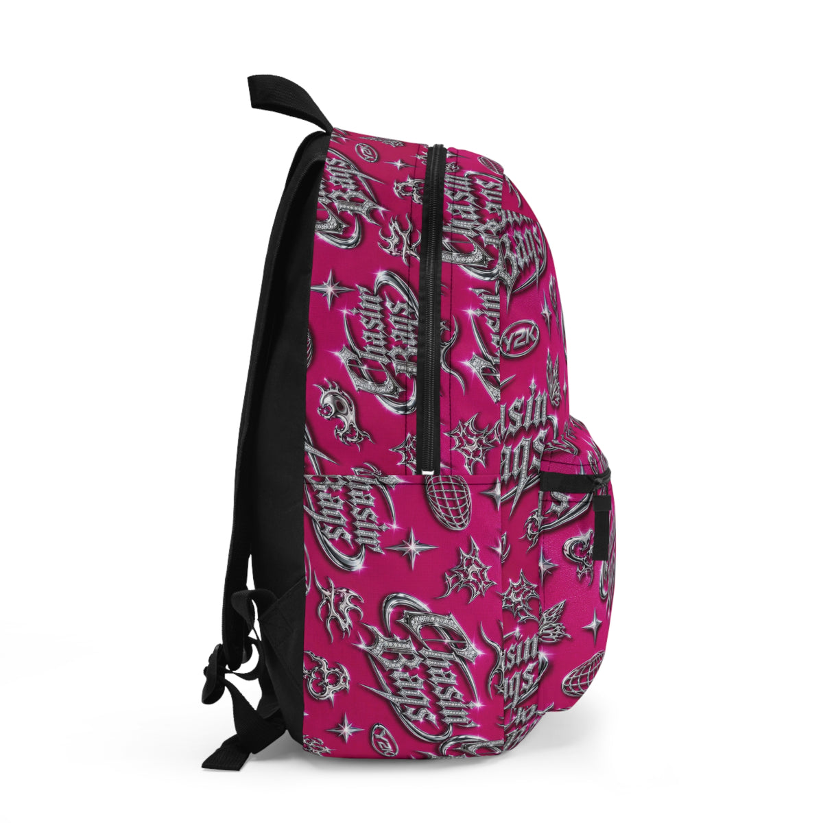 Chasin' Bags Hot Pink Graphic Backpack — Y2K Retro Logo Print School Bag