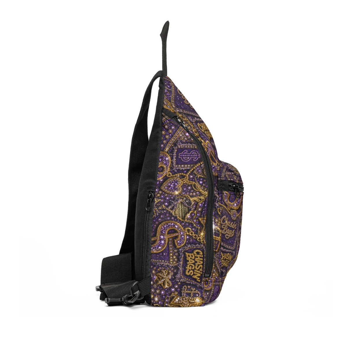Purple BLING JUNK Sling Bag — Chasin' Bags Patterned Crossbody