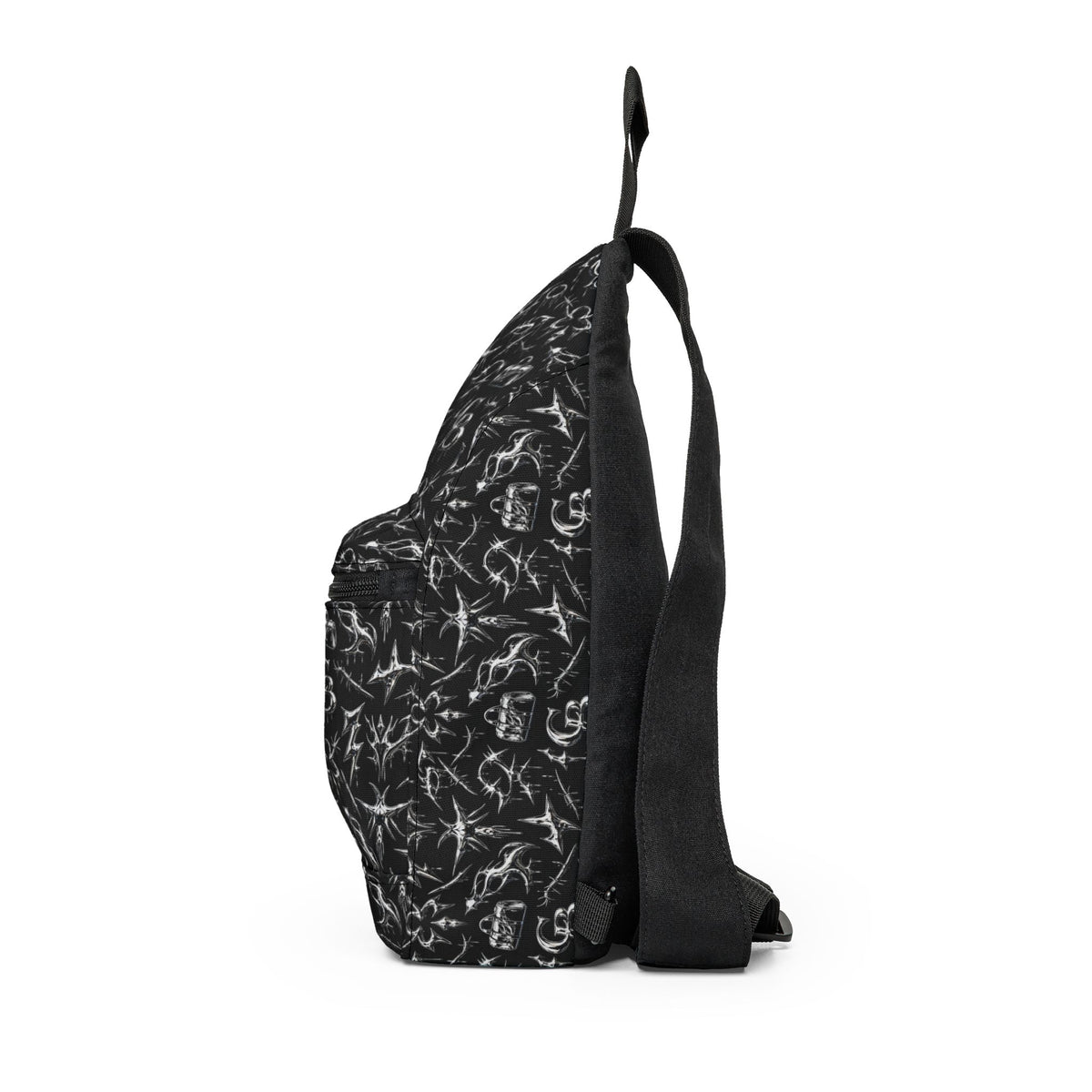 SILVER N Black Gothic Pattern Sling Bag — Streetwear Crossbody