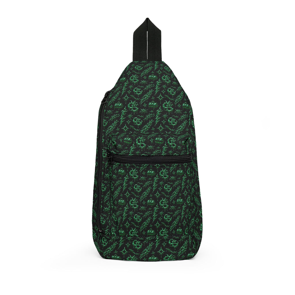Green Paisley Sling Bag — Compact Everyday Crossbody Pack