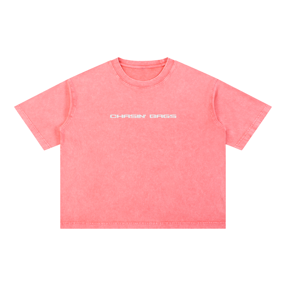 CB WHITE EMBROIDERY on a Mineral Wash Boxy Cotton T-Shirt