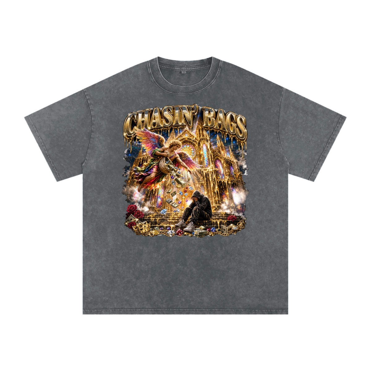 Snow Washed Oversized Cotton T-Shirt