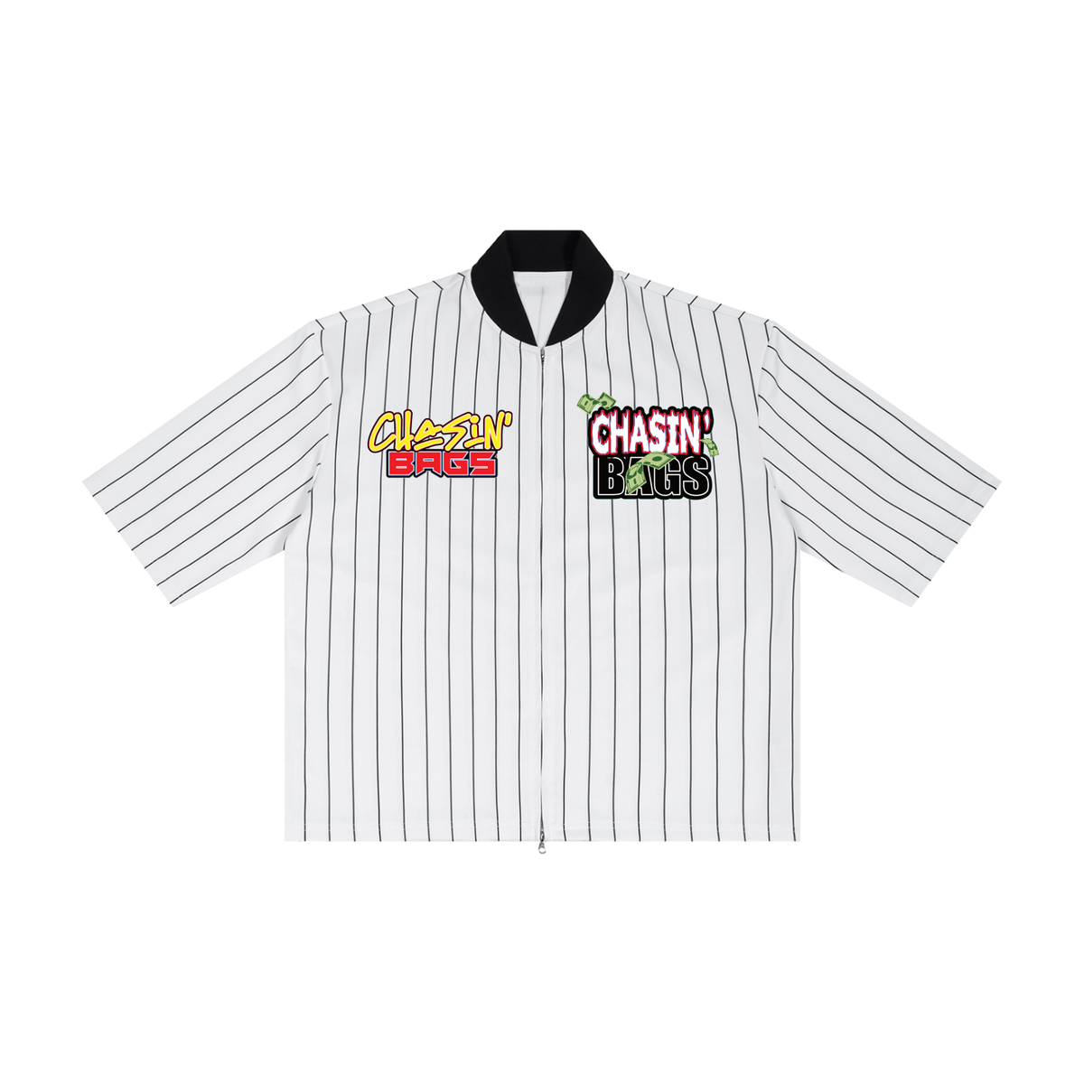 CB EMBLEMS ON Unisex Striped Full-Zip Baseball Jersey