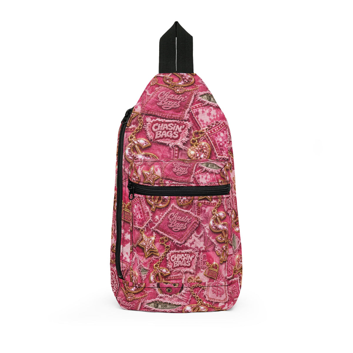 Pink Candy Pattern Sling Bag — "Chasin' BAGS" Cute Crossbody Pack