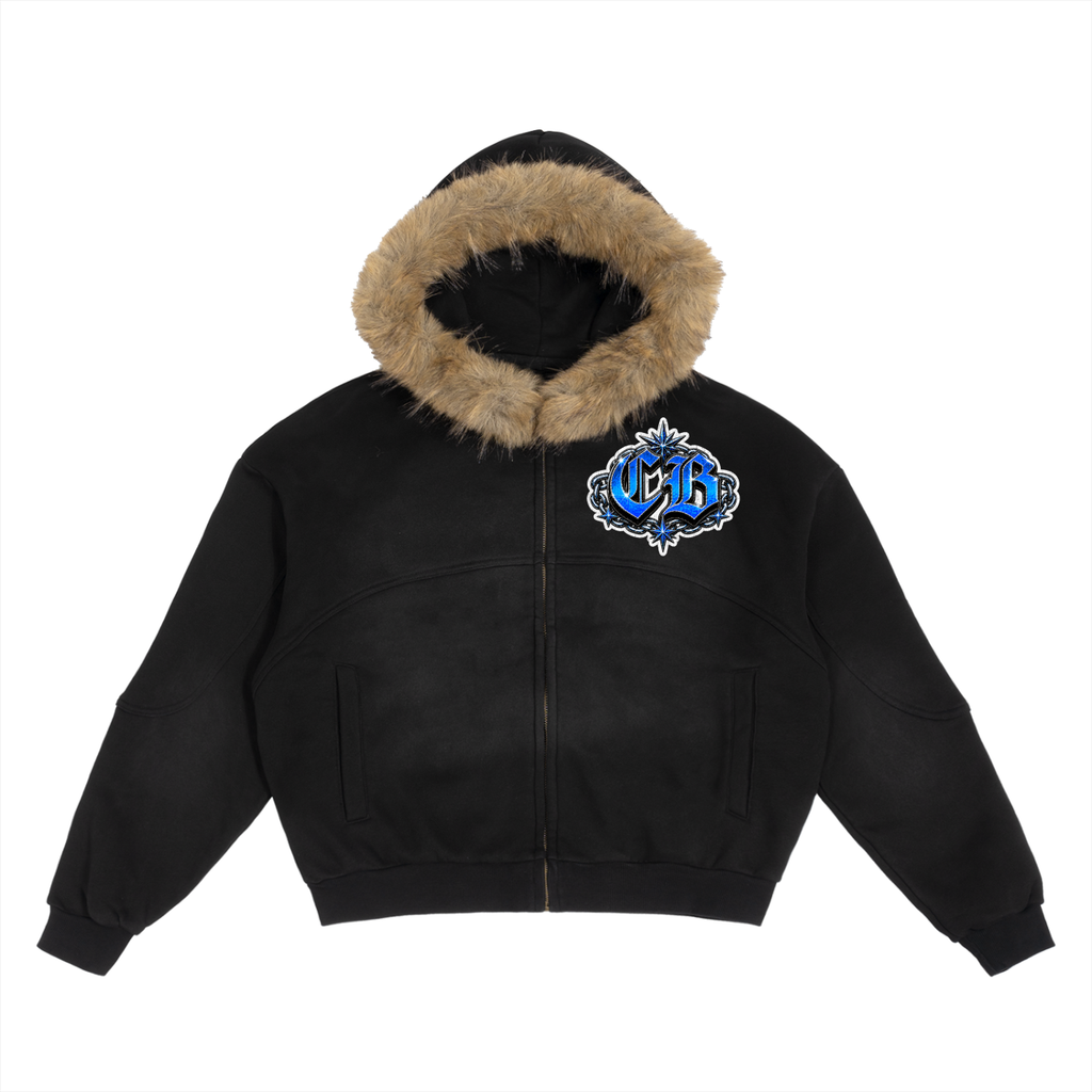 CB ON Sun Fade Boxy Detachable Fur Hoodie