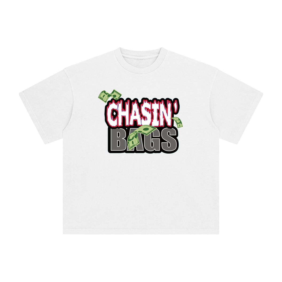 White and grey flame icon on Enzyme Washed T-Shirt