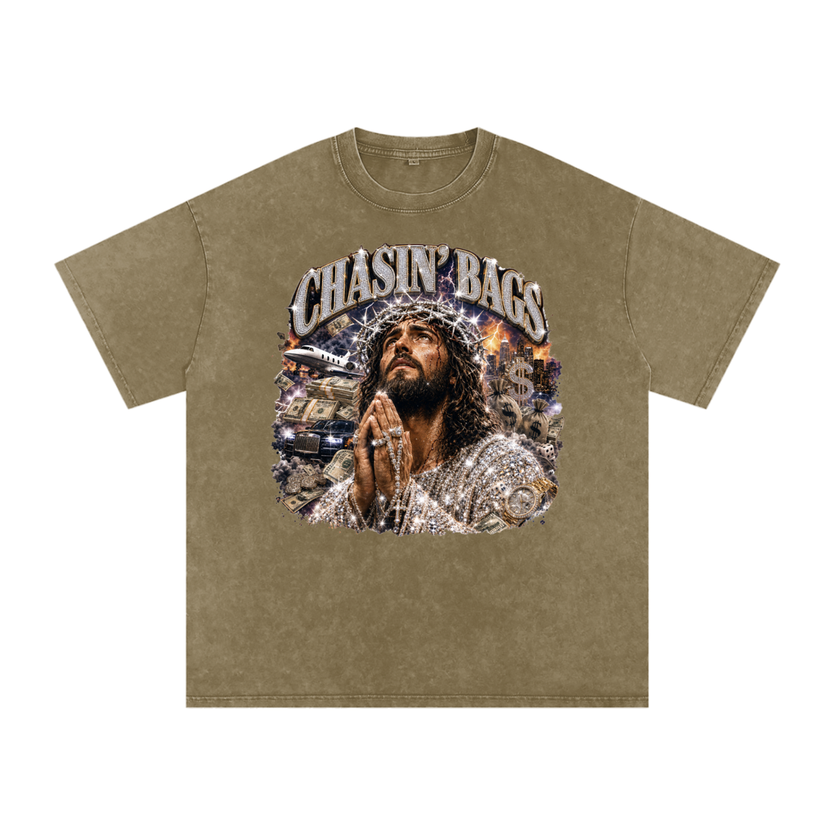 Snow Washed Oversized Cotton T-Shirt