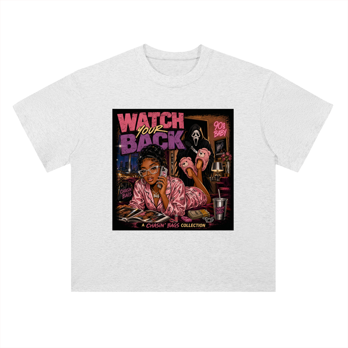 GHOSTFACE Heavyweight Drop Shoulder Cotton T-Shirt