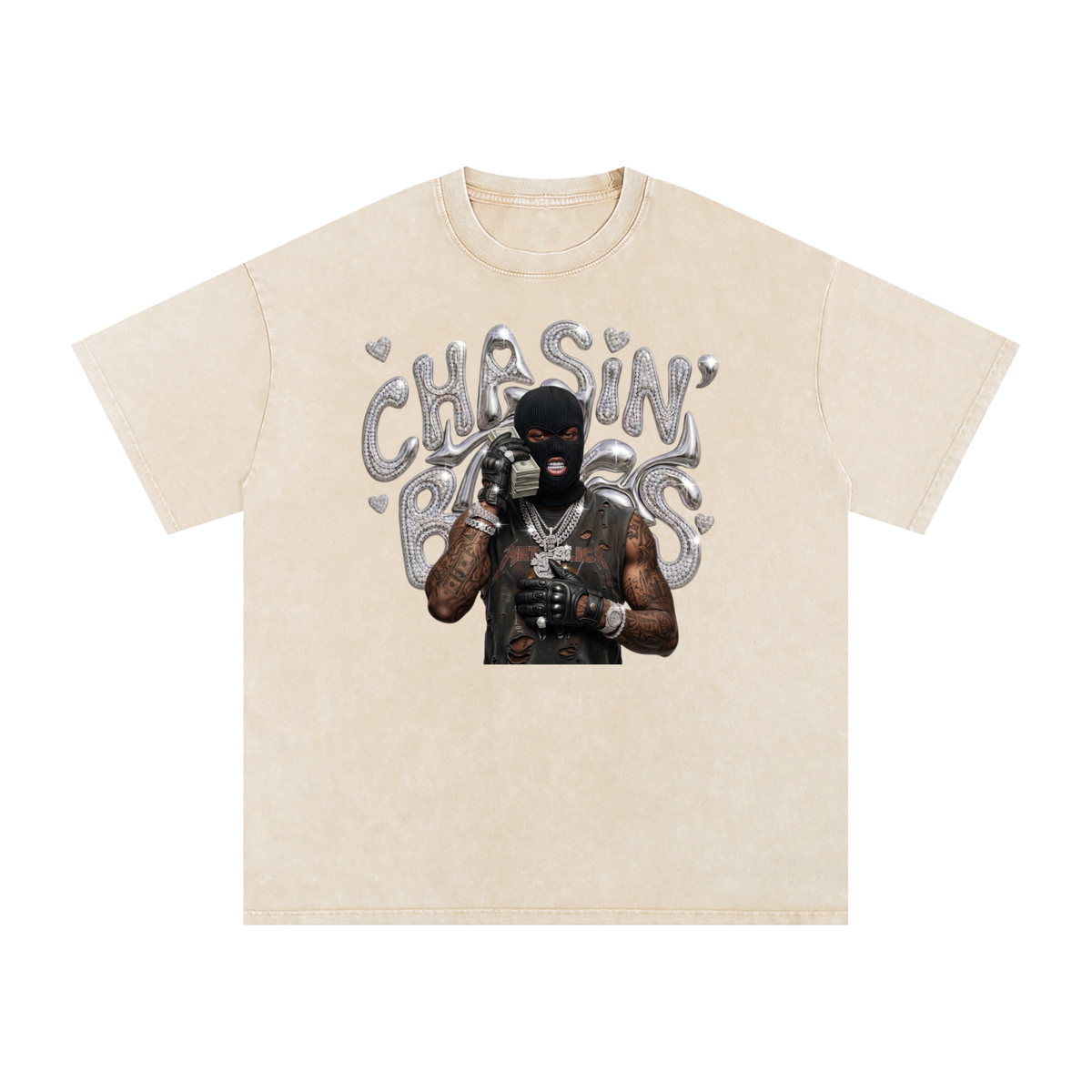 Snow Washed Oversized Cotton T-Shirt