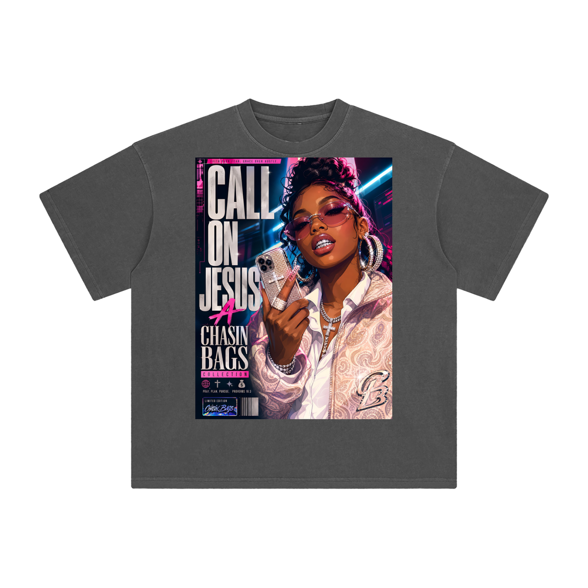 CALL ON JESUS Enzyme Washed T-Shirt
