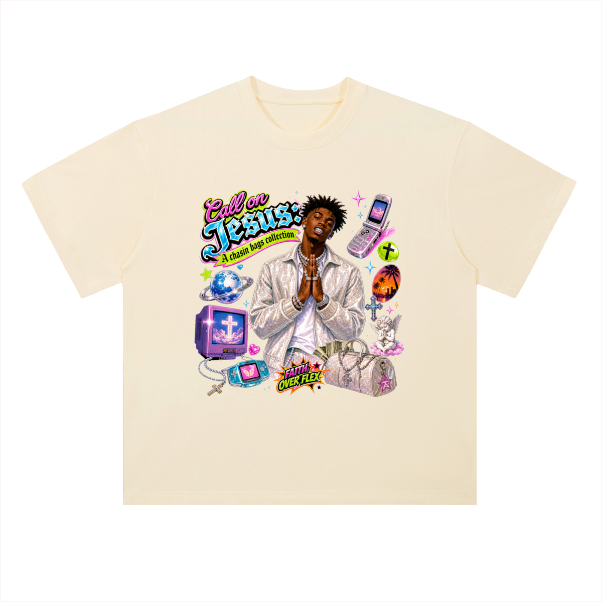 Call on Jesus Heavyweight Drop Shoulder Cotton T-Shirt