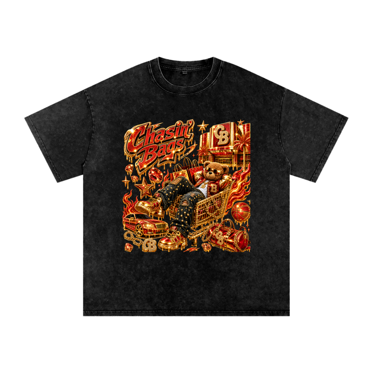 Snow Washed Oversized Cotton T-Shirt