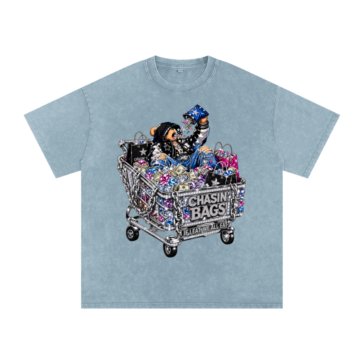 IF I EAT BEARY ON Snow Washed Oversized Cotton T-Shirt