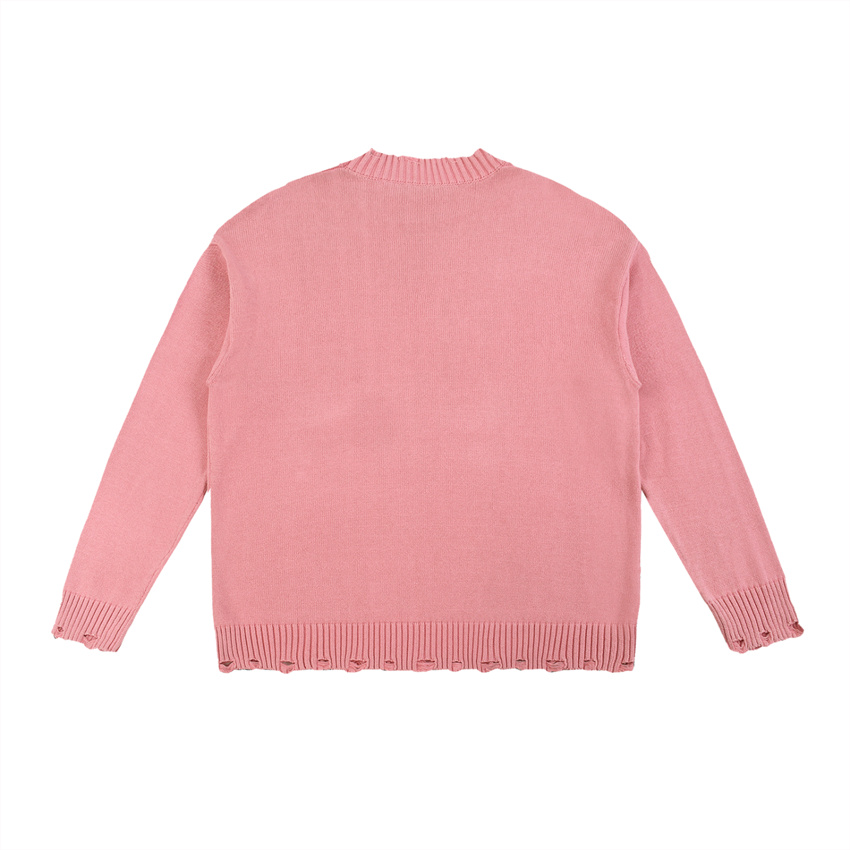 PRAY PINK Vintage Washed Hand-Frayed Sweater
