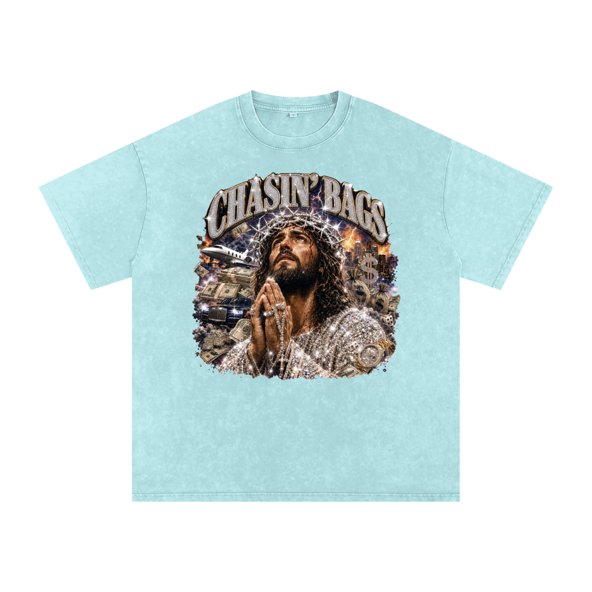 Snow Washed Oversized Cotton T-Shirt