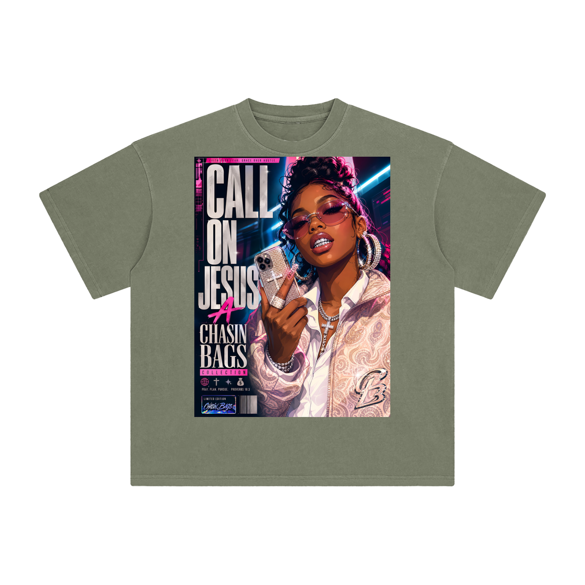 CALL ON JESUS Enzyme Washed T-Shirt