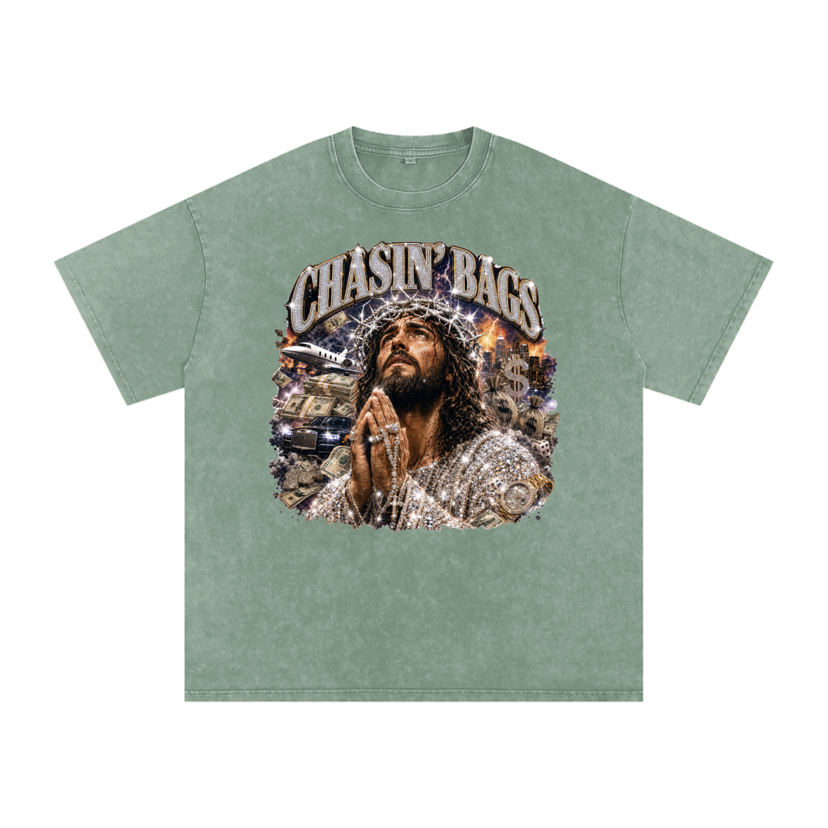 Snow Washed Oversized Cotton T-Shirt