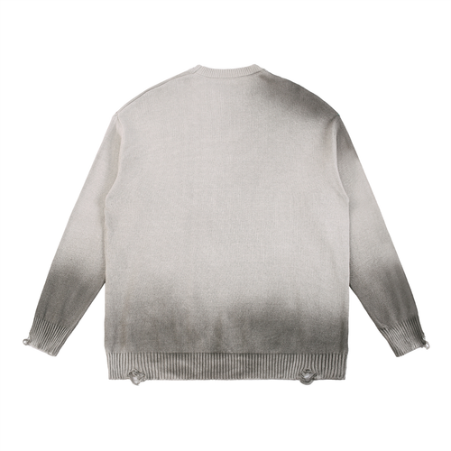 BEARY Sun Fade Distressed Ripped Crewneck sweater
