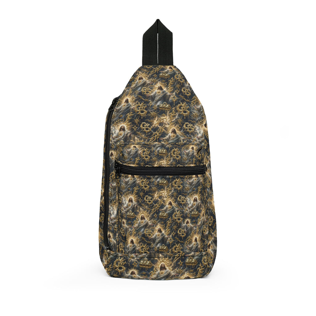 JESUS Abstract Earth-Tone Pattern Sling Bag - Vintage Boho Crossbody Pack