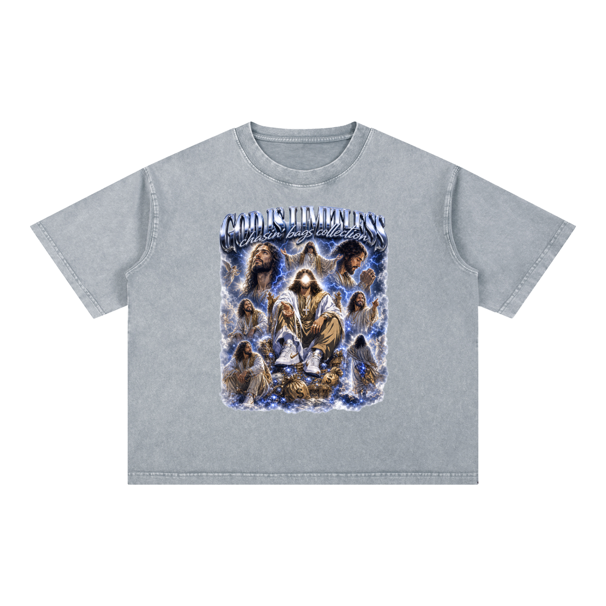 JESUS Mineral Wash Boxy Cotton T-Shirt