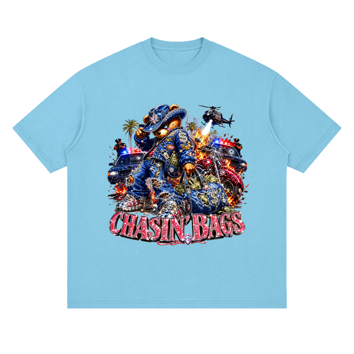 Chaotic cowboy beary Streetwear Loose Drop Shoulder T-Shirt