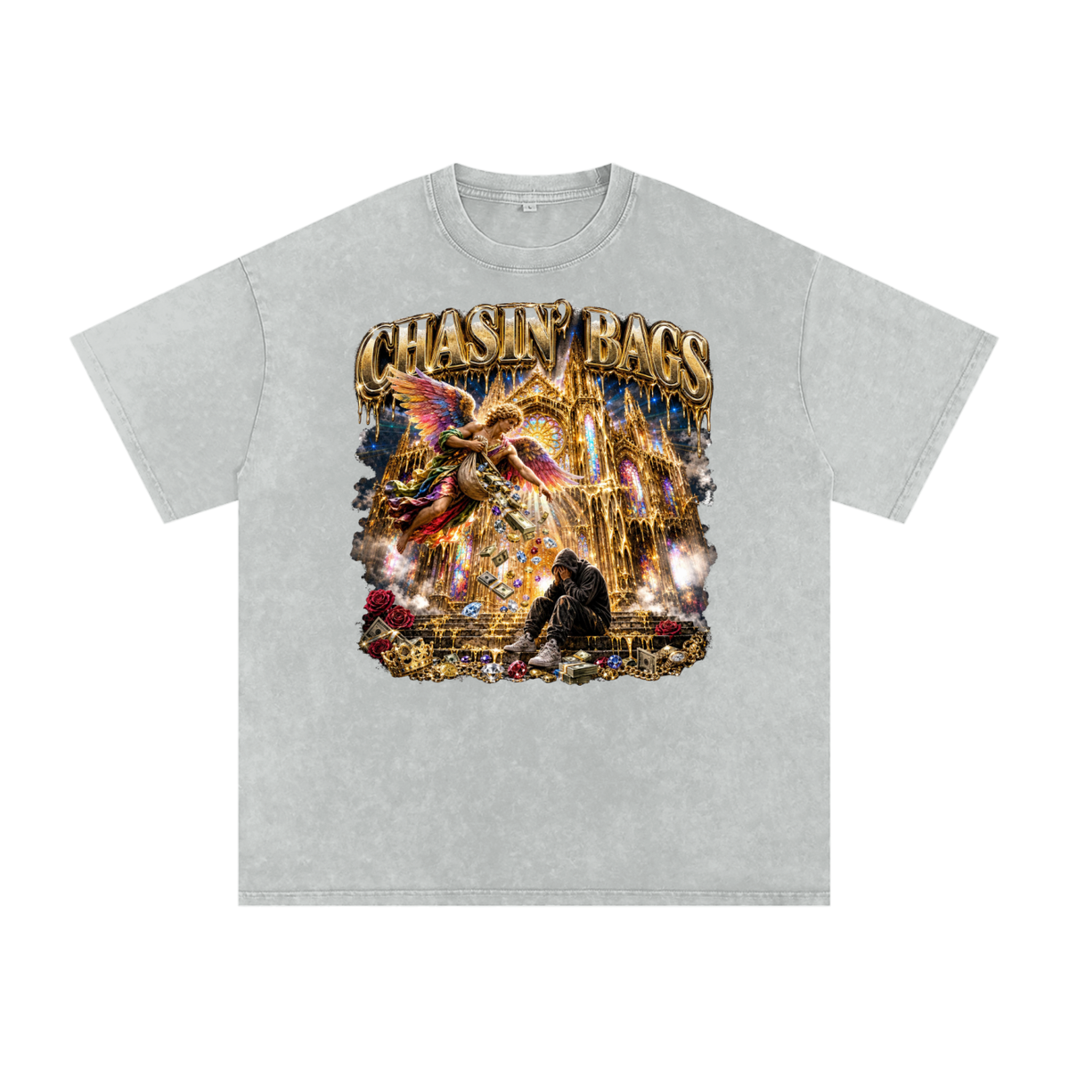 Snow Washed Oversized Cotton T-Shirt