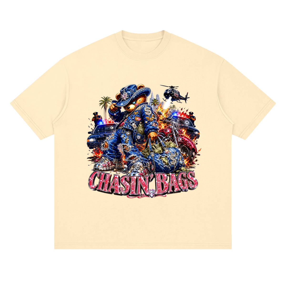 Chaotic cowboy beary Streetwear Loose Drop Shoulder T-Shirt
