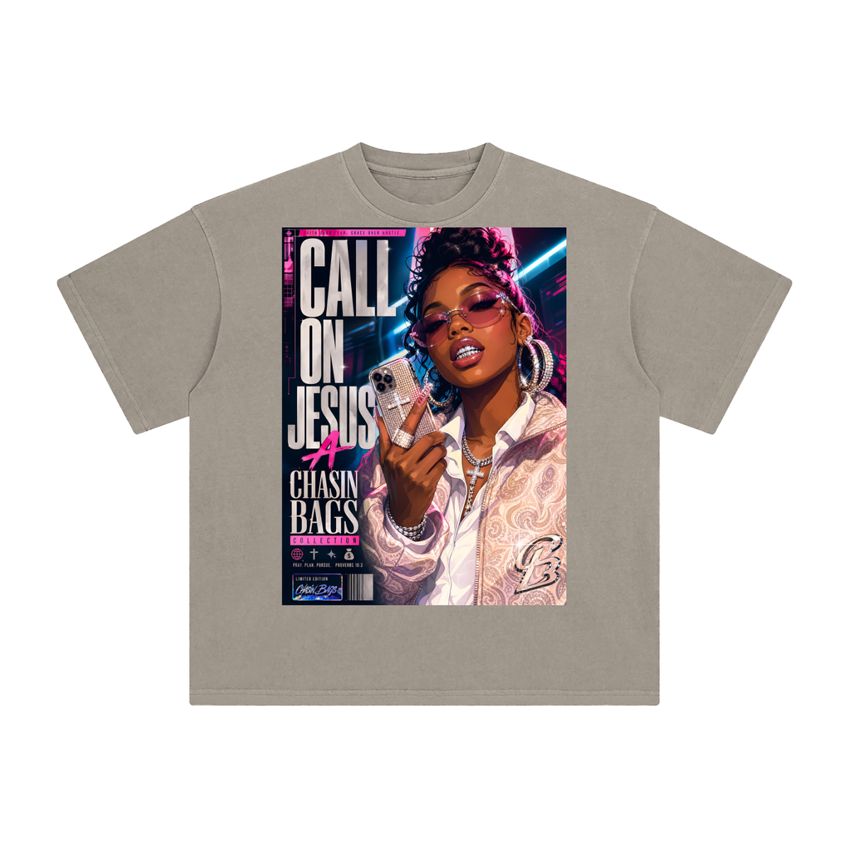 CALL ON JESUS Enzyme Washed T-Shirt