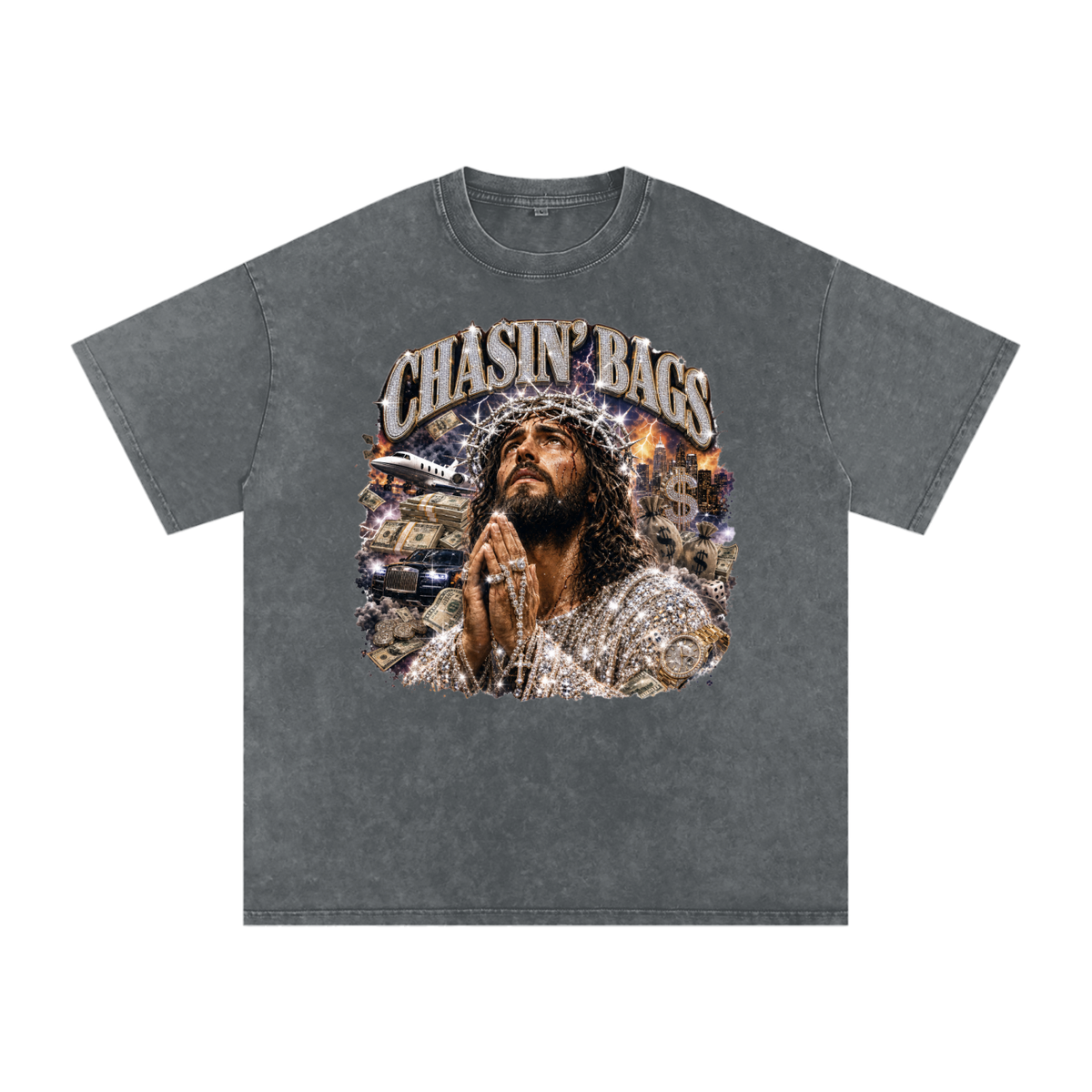 Snow Washed Oversized Cotton T-Shirt