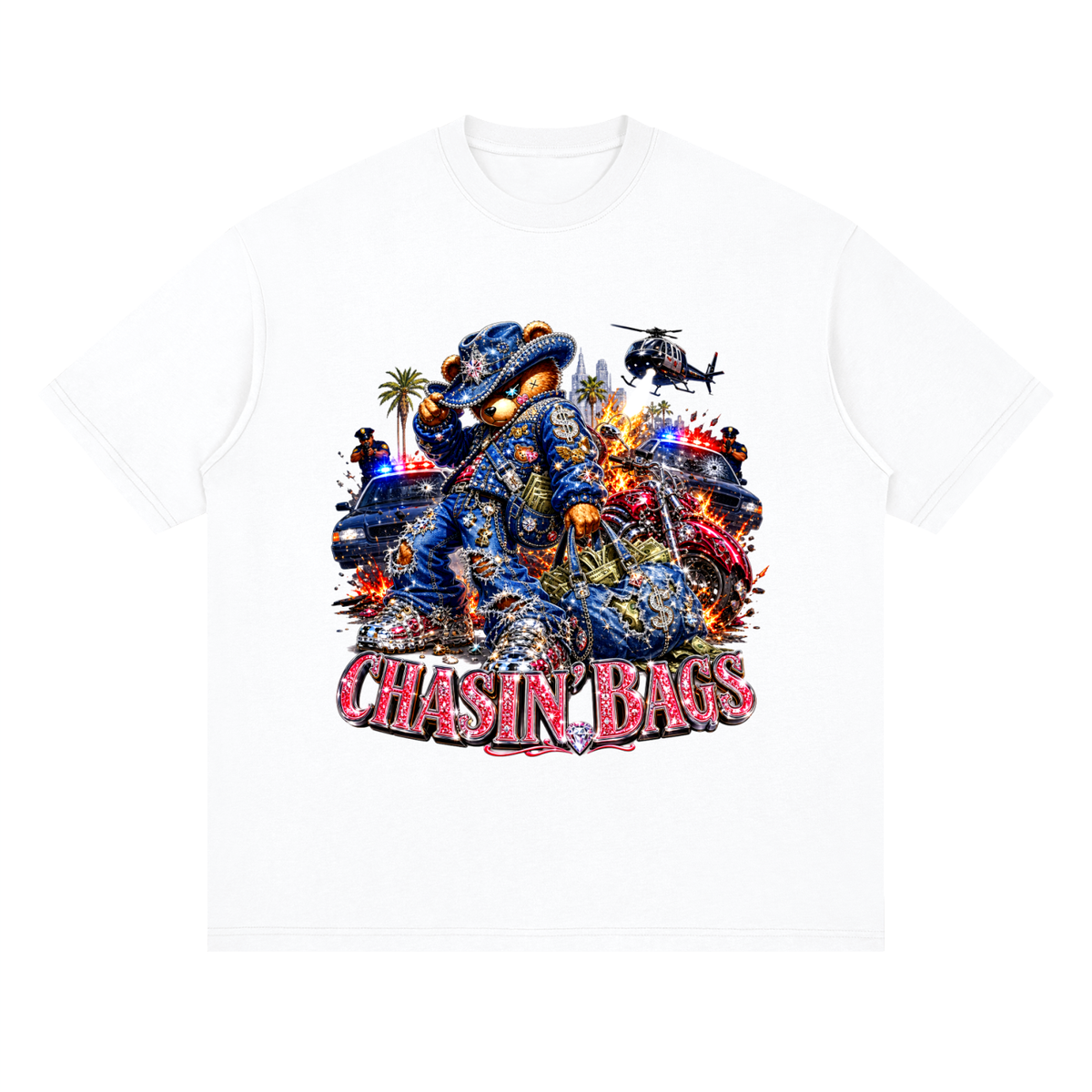 Chaotic cowboy beary Streetwear Loose Drop Shoulder T-Shirt
