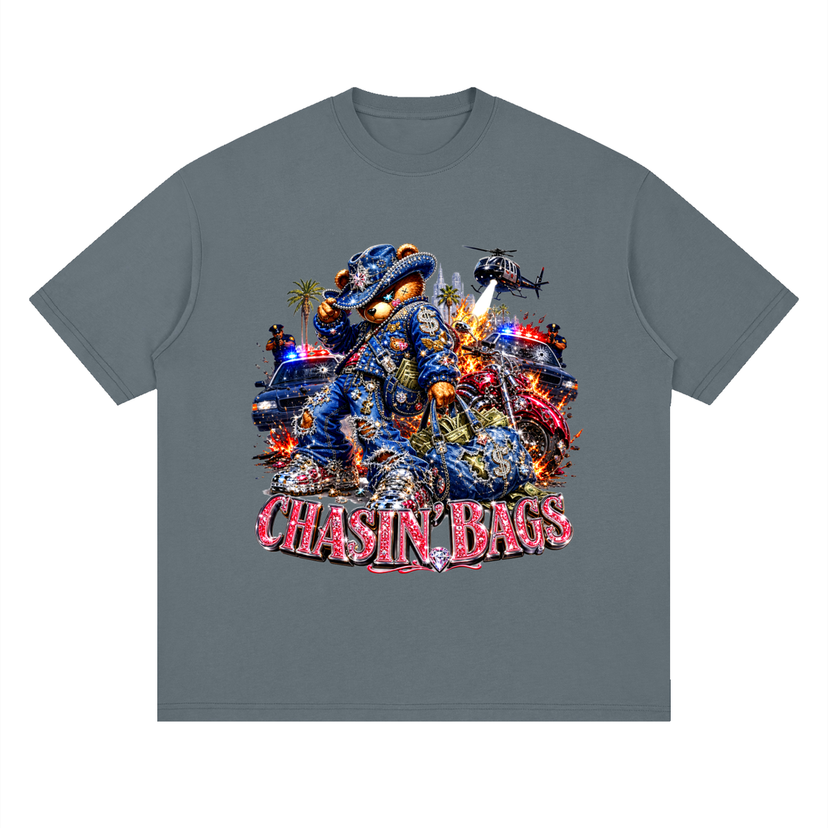 Chaotic cowboy beary Streetwear Loose Drop Shoulder T-Shirt