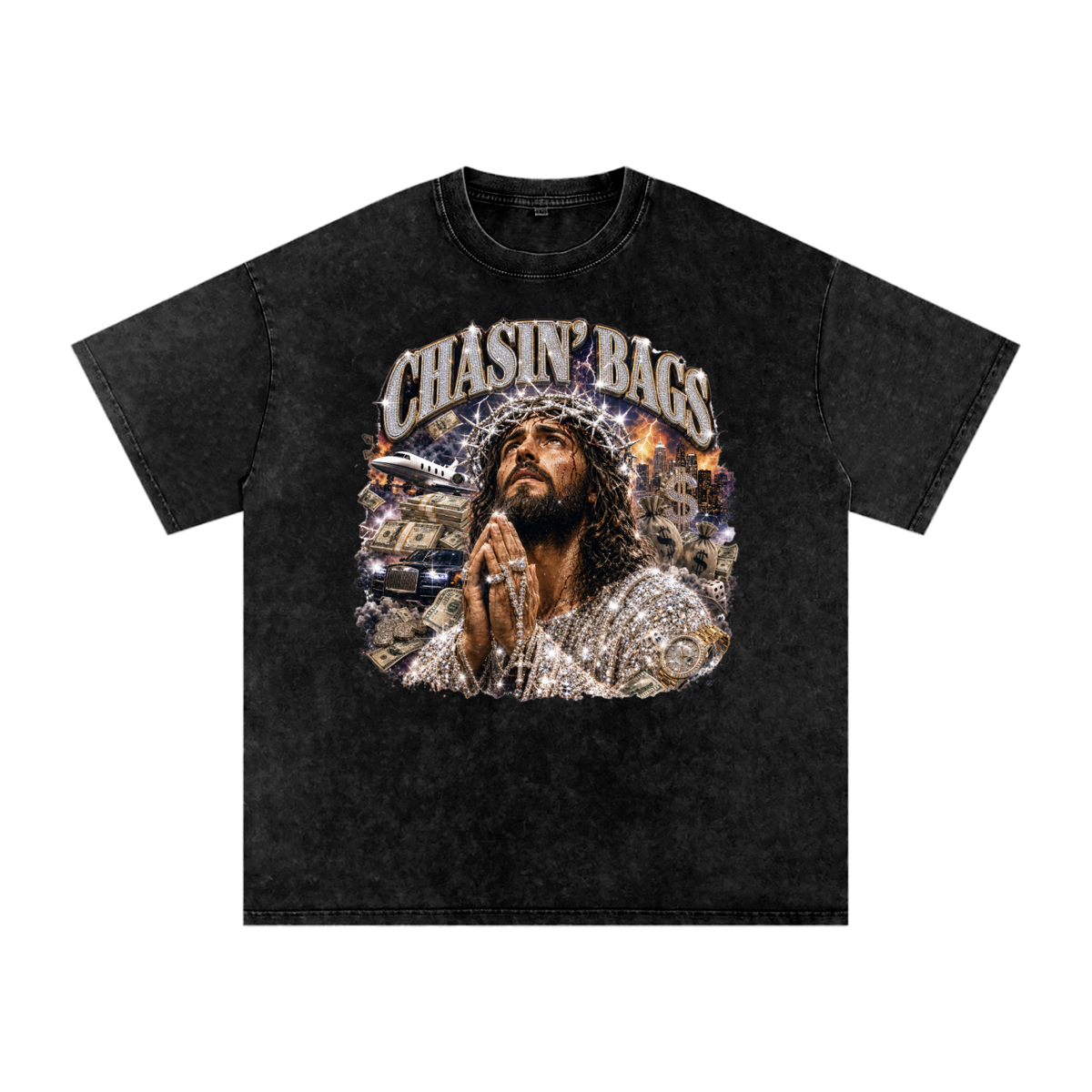 Snow Washed Oversized Cotton T-Shirt
