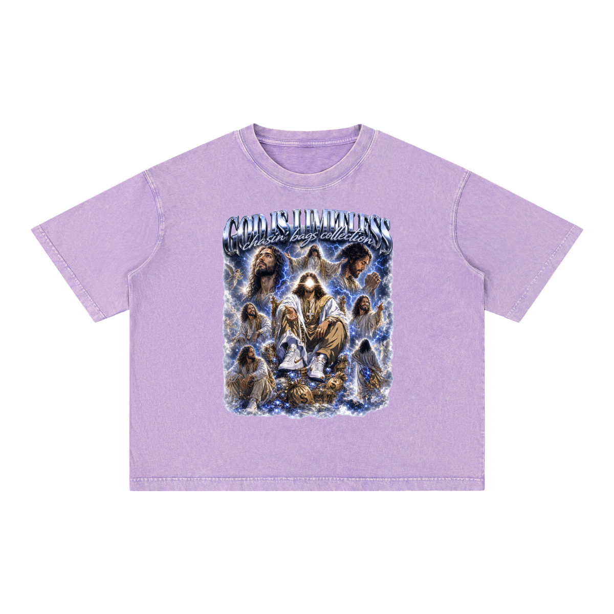 JESUS Mineral Wash Boxy Cotton T-Shirt