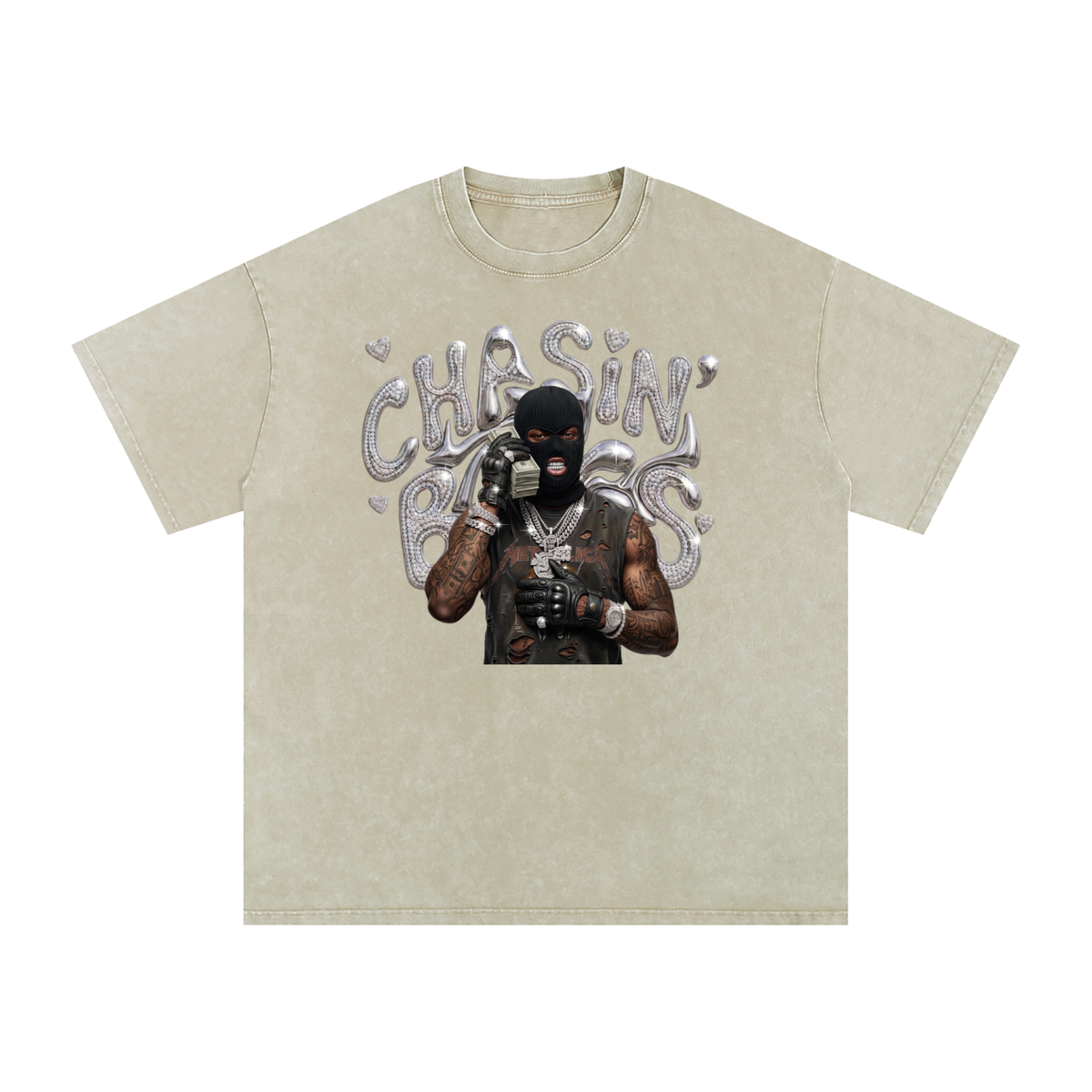 Snow Washed Oversized Cotton T-Shirt