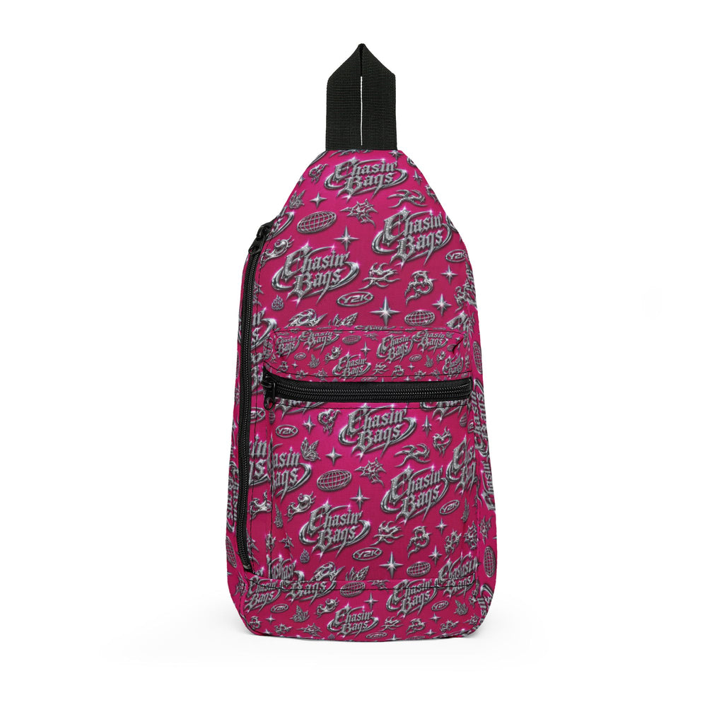Pink ‘Cruisin’ Boys’ Graphic Sling Bag — Retro Skate Star Hipster Crossbody